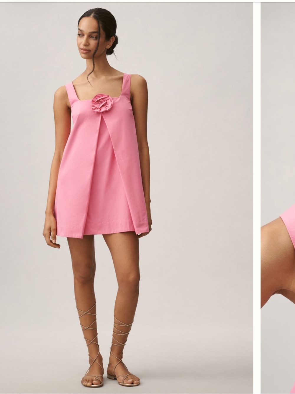 Anthropologie Pink Sleeveless Mini Dress with Rosette